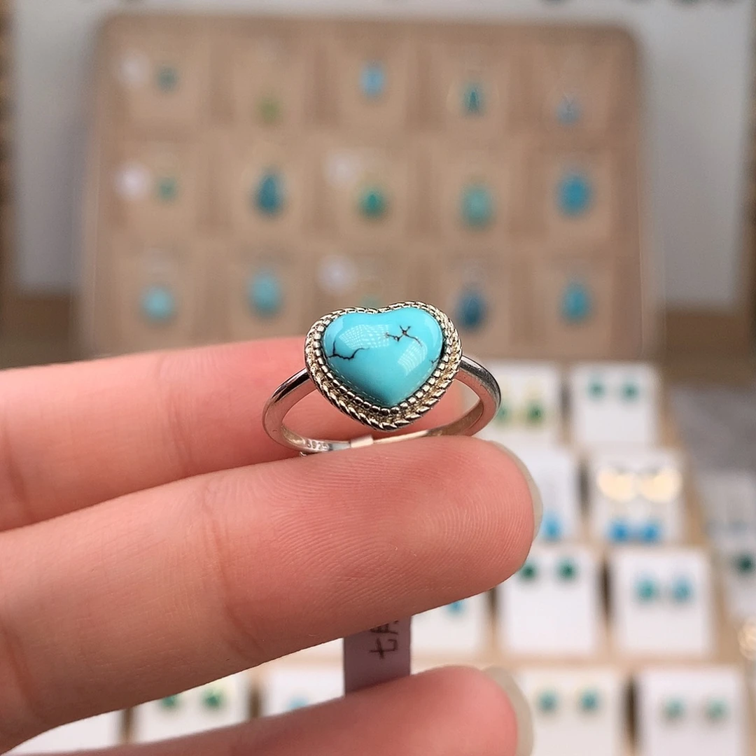 绿松石银S925镶嵌戒指