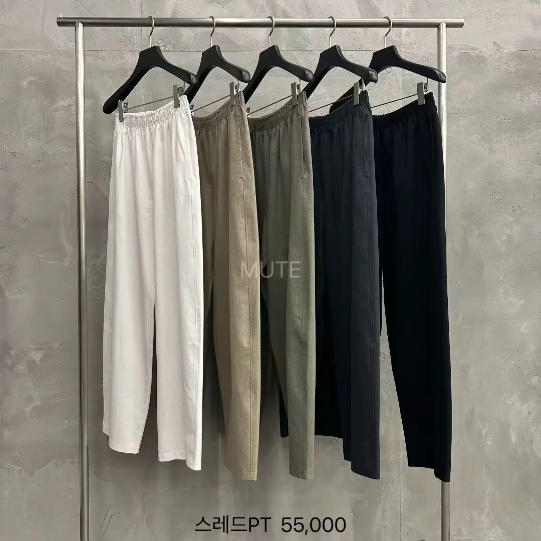 秋季冬季女士简约松紧腰显瘦直筒休闲长裤