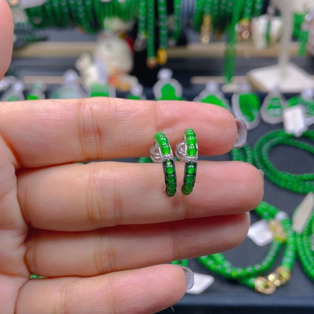 未镶嵌翡翠耳饰圆珠耳圈