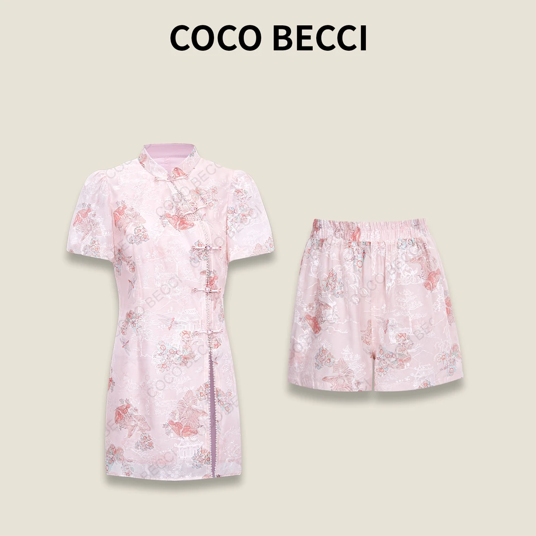 COCO BECCI【花楹】新中式国风刺绣盘扣气质套装CFLJB354046