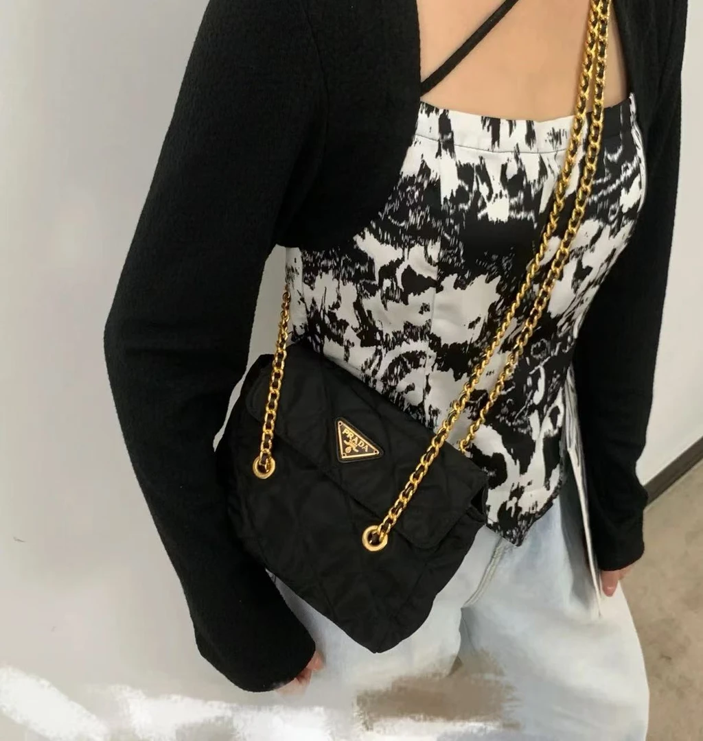 Prada/普拉达 单肩包 降落伞黑金 mx8244/2507