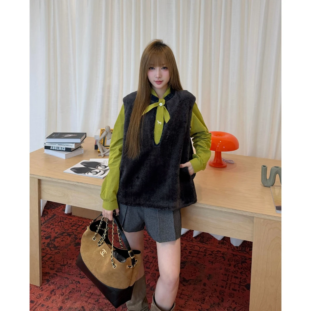 MARCHEN 小银狐背心女25AW冬季假日系列百搭拼色上衣外套IINC