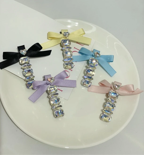 216-19五色钻饰蝴蝶结发卡一套五个