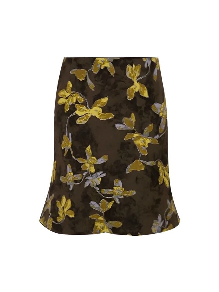 法式复古油画立体浮雕印花A字半身裙女夏季新款度假风休闲短裙