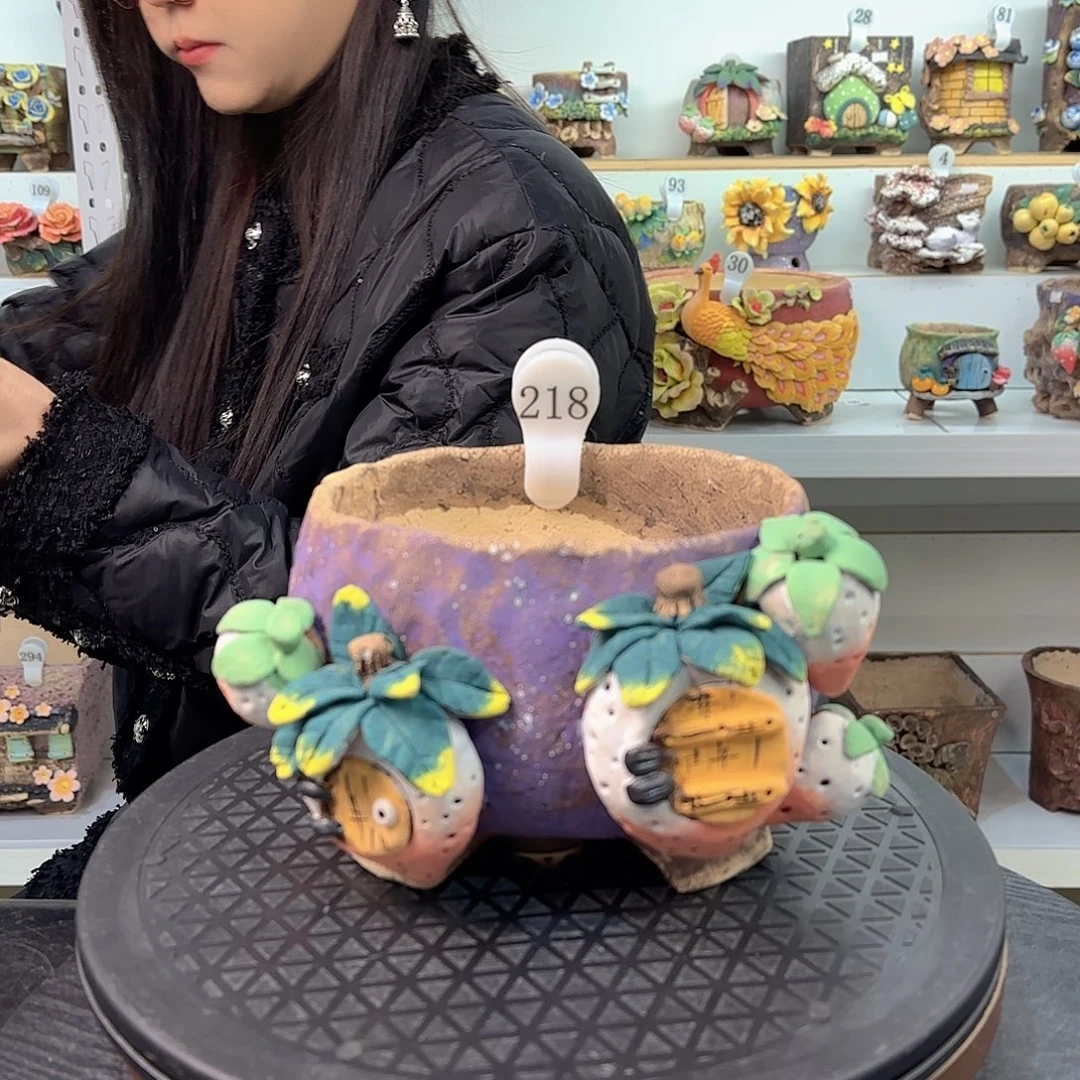 本默花器麦饭石花盆