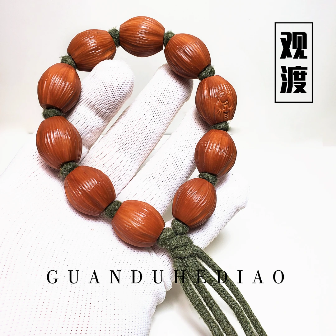 GUANDU-观渡 苏工橄榄核雕刻拉丝纹-无相佛-正乔老师手工制作