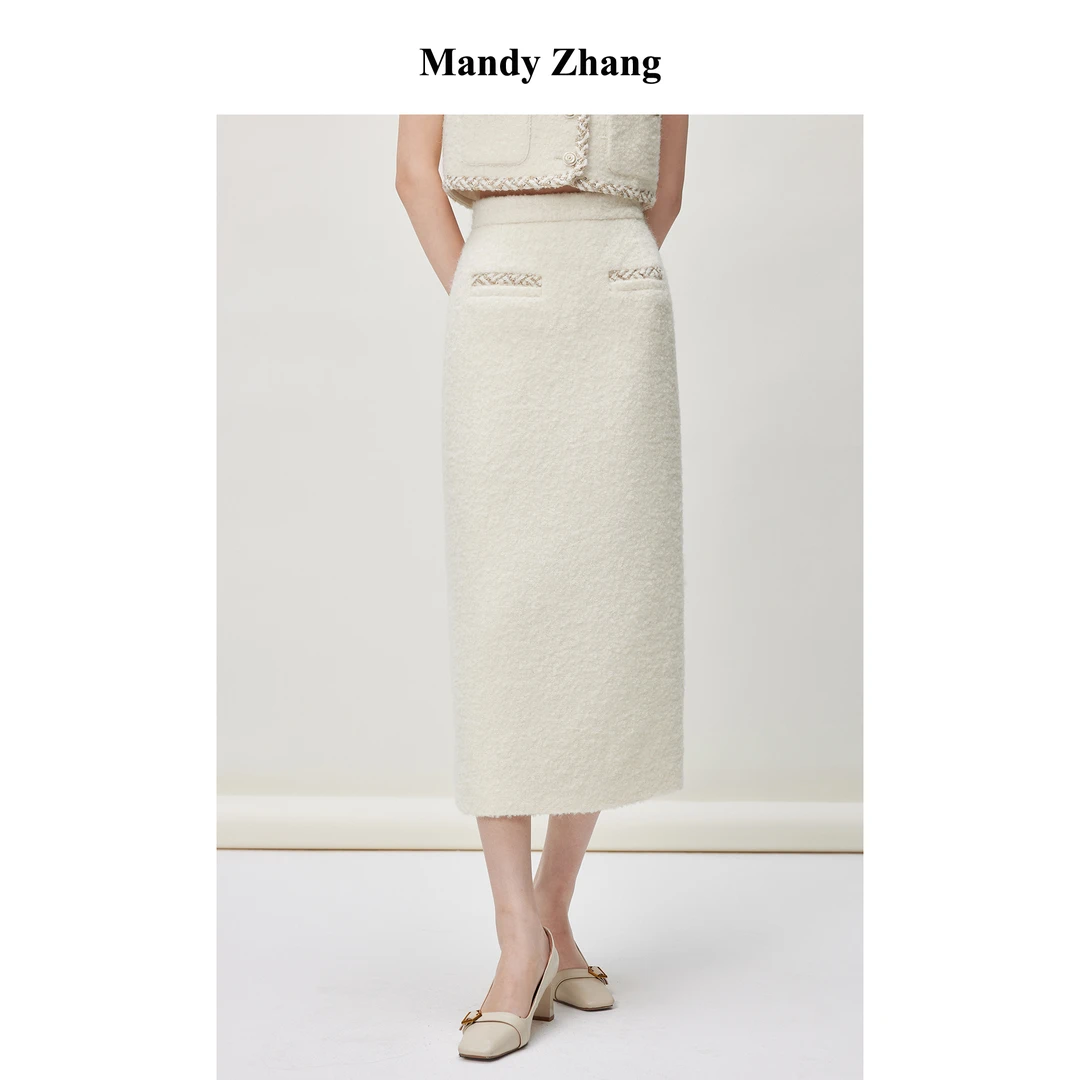 【CC王专属】MandyZhang羊驼毛毛呢半身裙女羊毛裙子冬MBBQ744