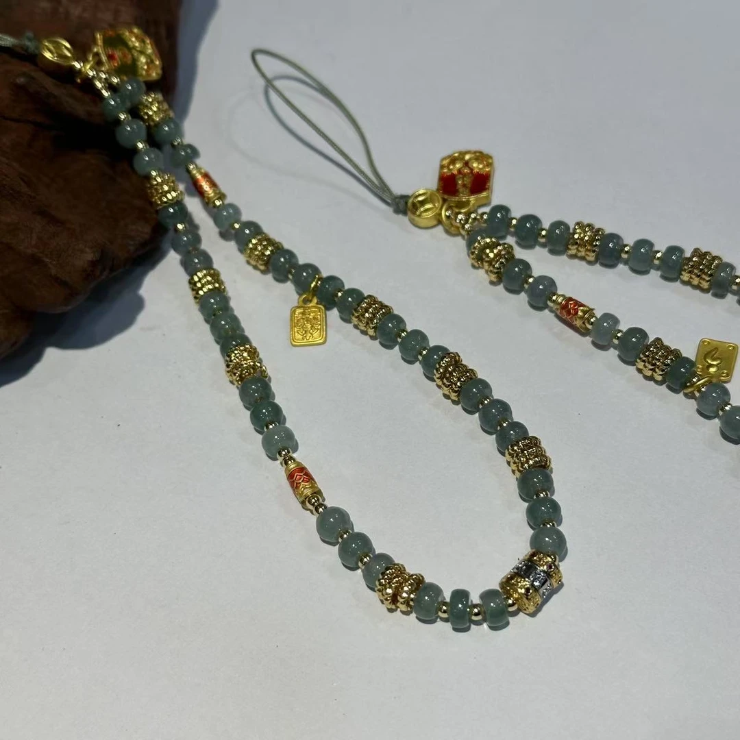 【山玥珠宝】天然翡翠A货 手工设计款手机挂挂件（多样性发*1）