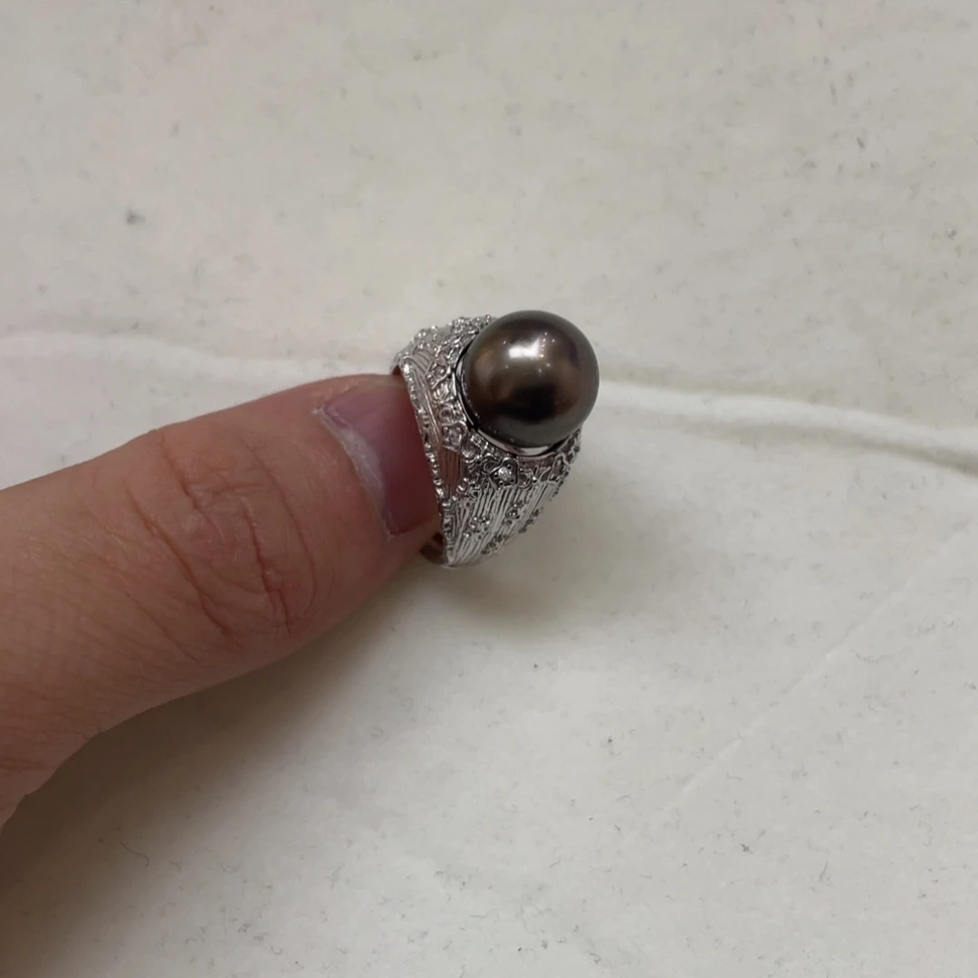 戒指海水珍珠银S925镶嵌