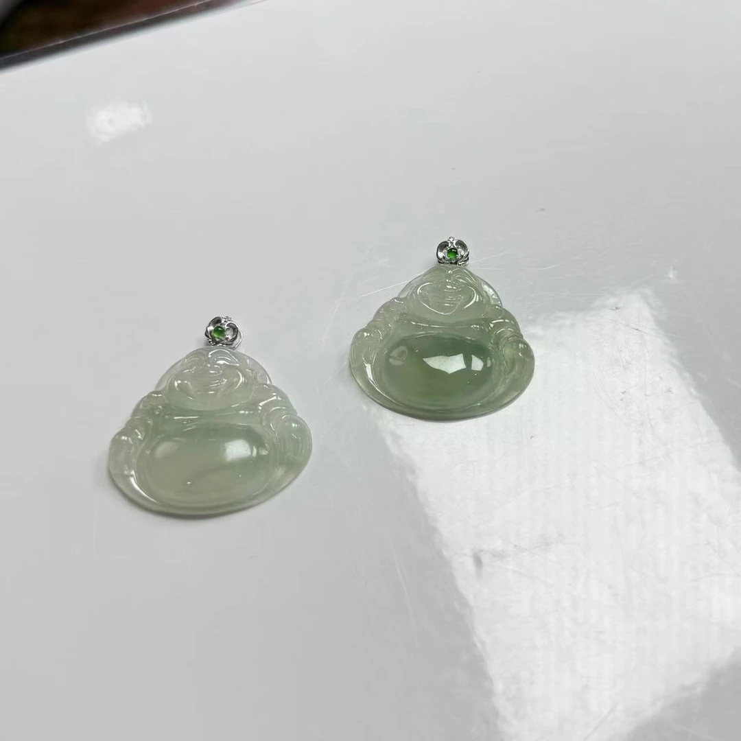 【小宝珠宝】10 T41189-18K金翡翠佛公吊坠-多样性发一件-28*32*5mm