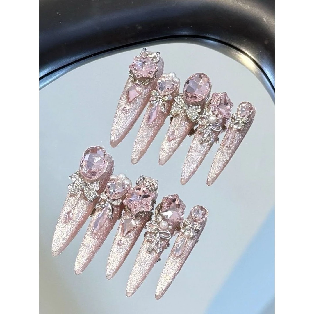 法国官方正品旗舰店纯手工穿戴甲新款高级感奢华鎏金爆闪鸽子蛋水