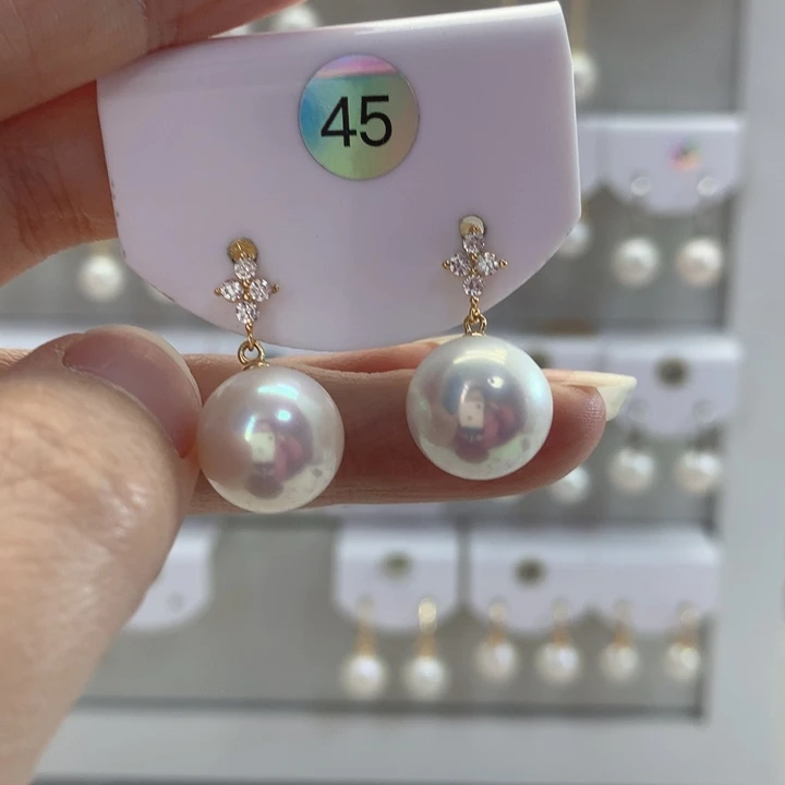 淡水珍珠耳饰银S925镶嵌