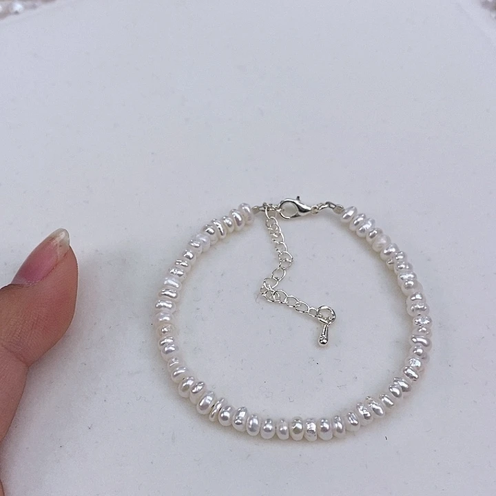 淡水珍珠颈饰未镶嵌4-5碎银款手链