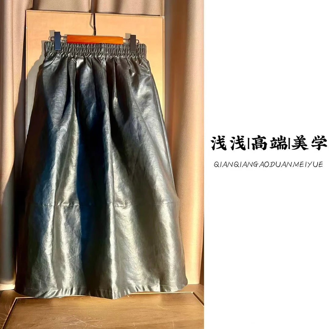 『暮山溪』中式宽松复古手工高定中国风缎龟皮子国风休闲百搭花苞裙