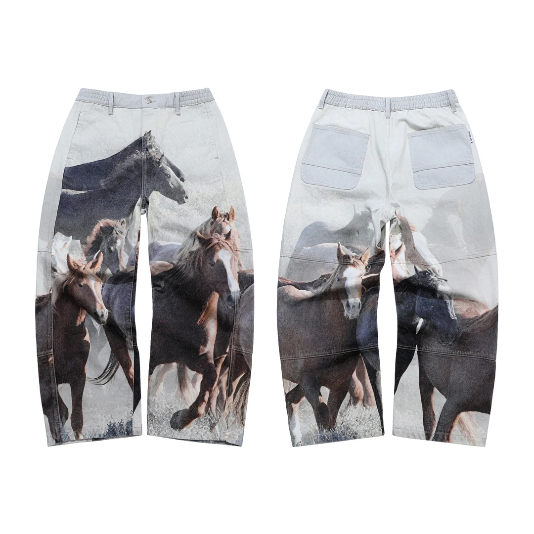 Expensive Taste 万马奔腾宽松印花复古潮流休闲裤画家裤