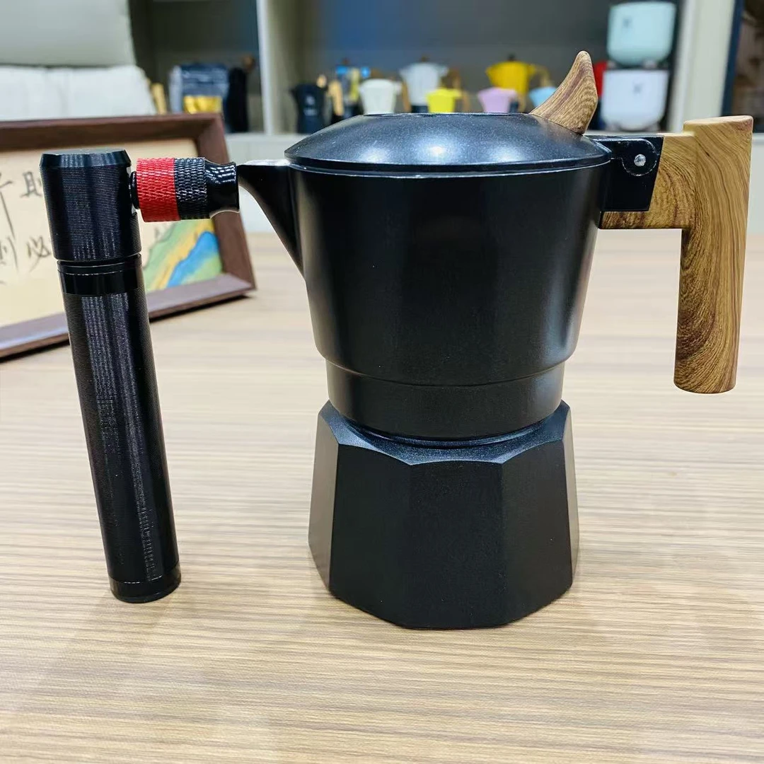 黑晶6代双阀2杯摩卡壶+黑色气筒+气嘴改好发货