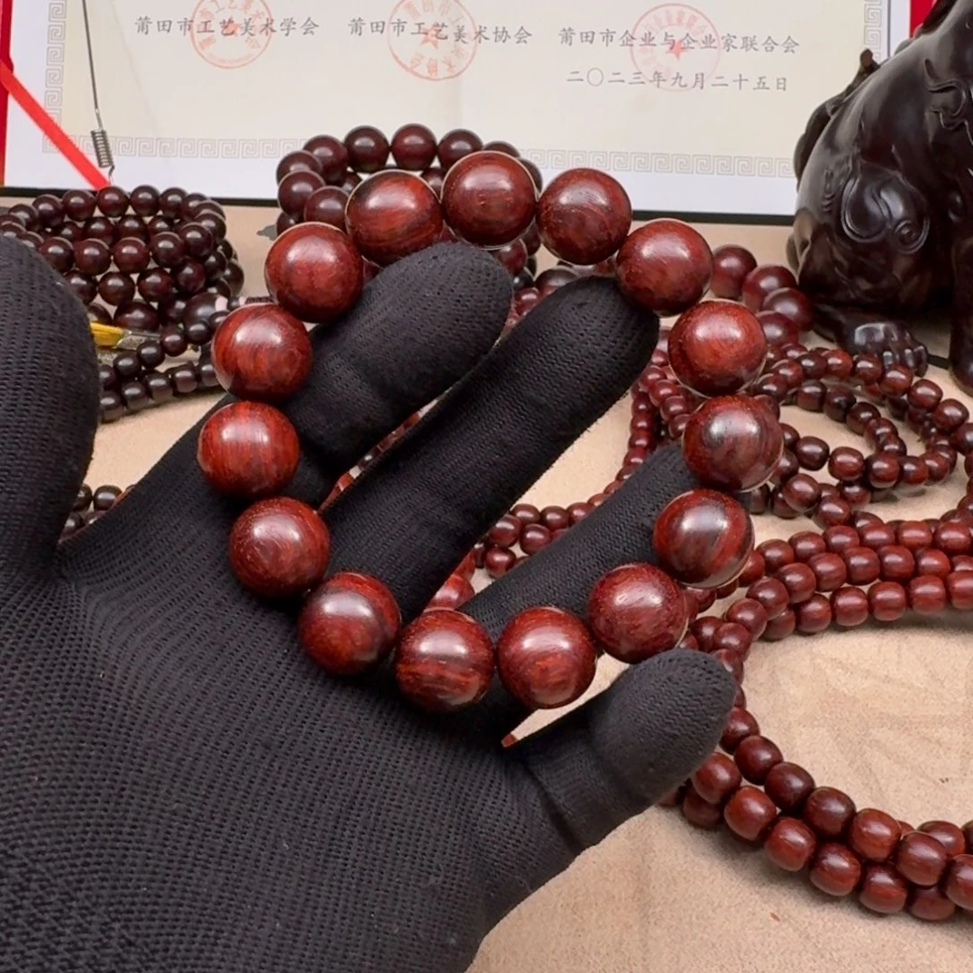 小叶紫檀手串/手链1.5cm15粒无胶无蜡