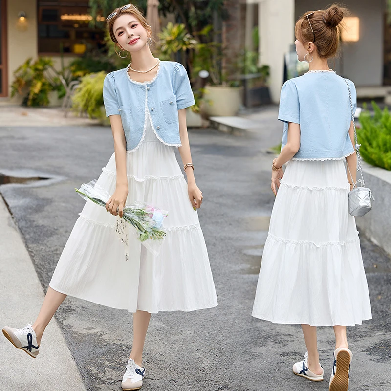 小香风2025夏季新款时尚气质减龄显瘦吊带连衣裙女洋气甜美套装裙