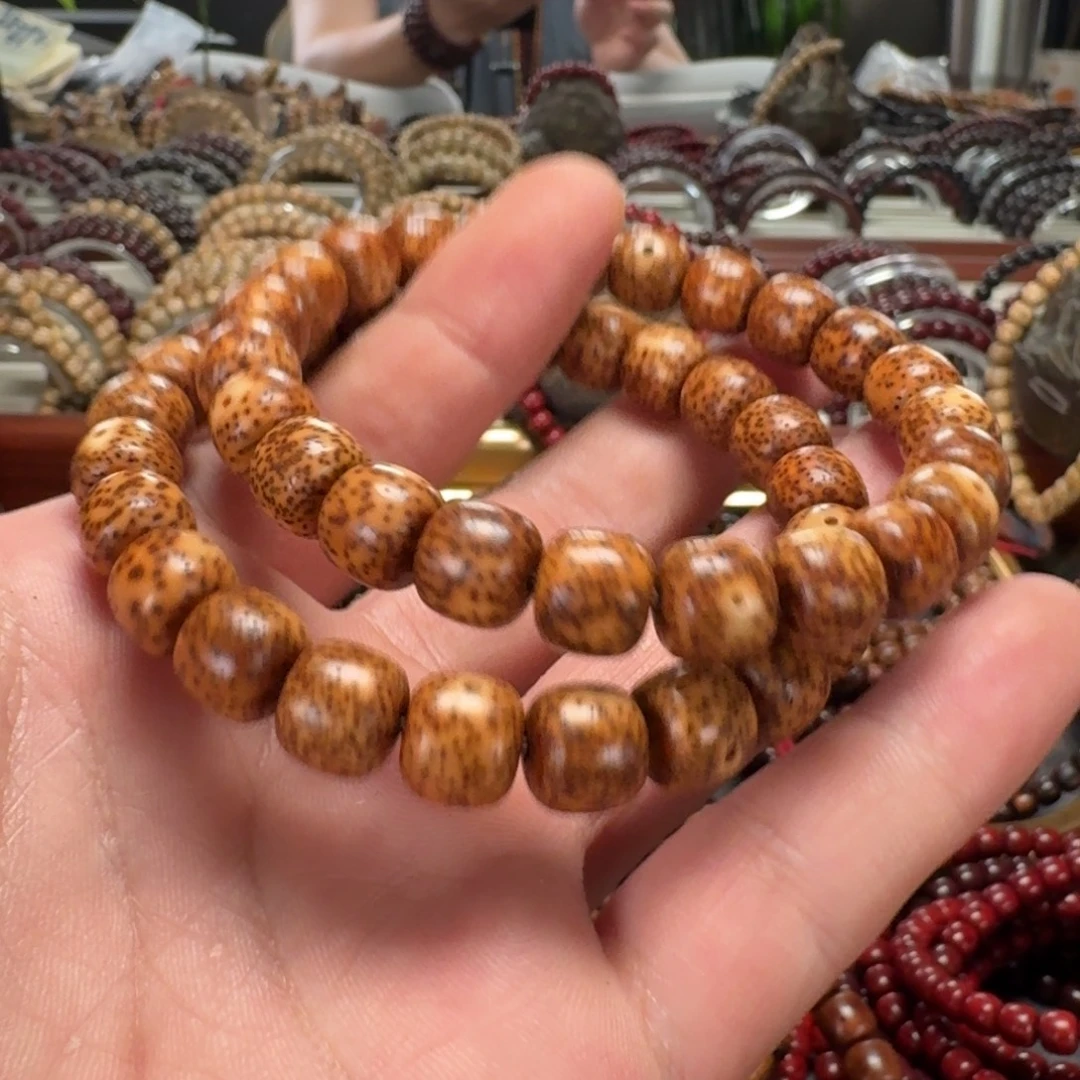 星月菩提吊坠原生态陈化老油料10*11虎皮陈籽手串