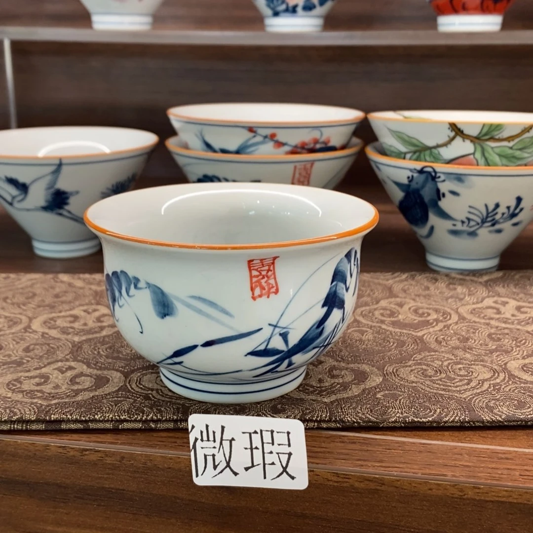 微瑕釉下彩纯手绘手工绘制