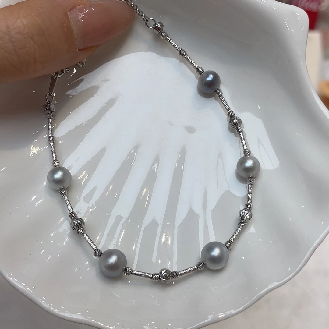 银S925镶嵌海水珍珠手绳