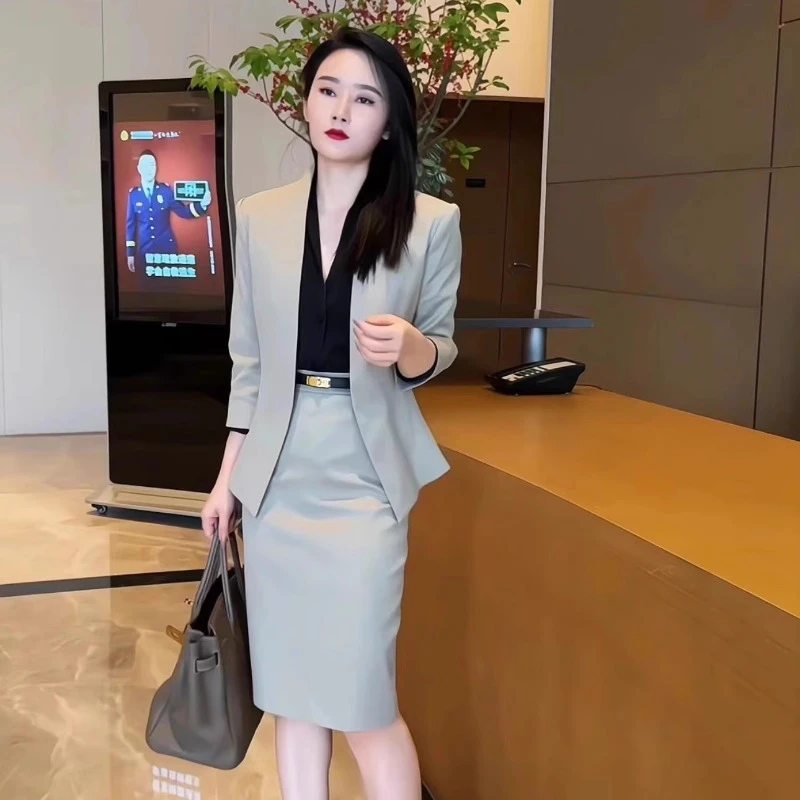 小香风气质御姐上班通勤穿搭炸街春夏职业装西装外套半身裙套装裙
