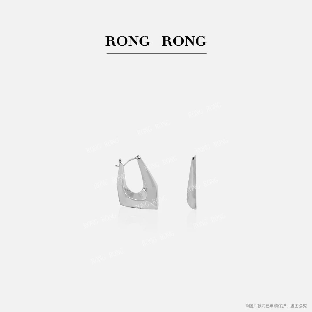 铜合金耳饰 RONGRONG 简约未来感设计几何金属耳环029120