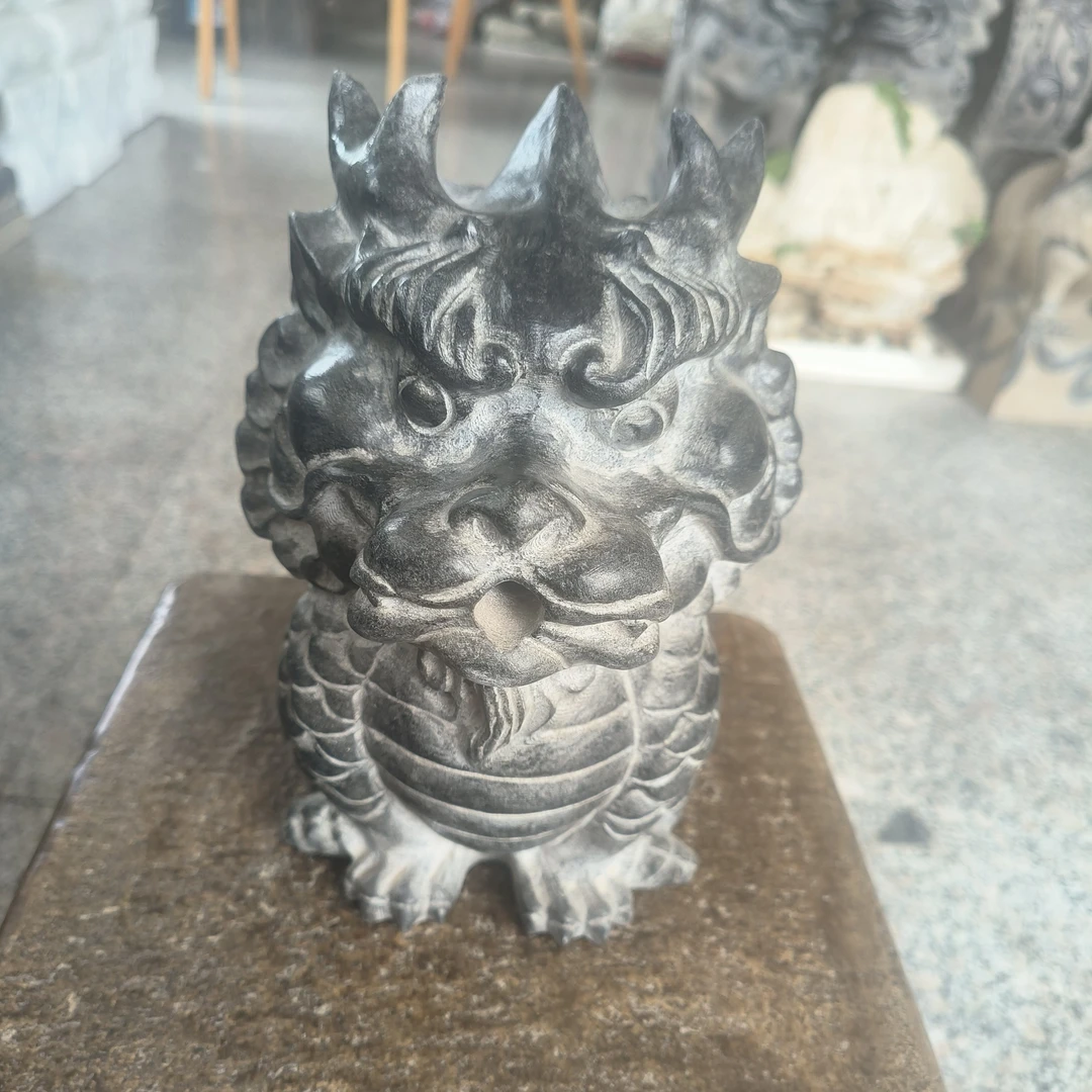 青石吐水瑞兽复古中式民俗装饰