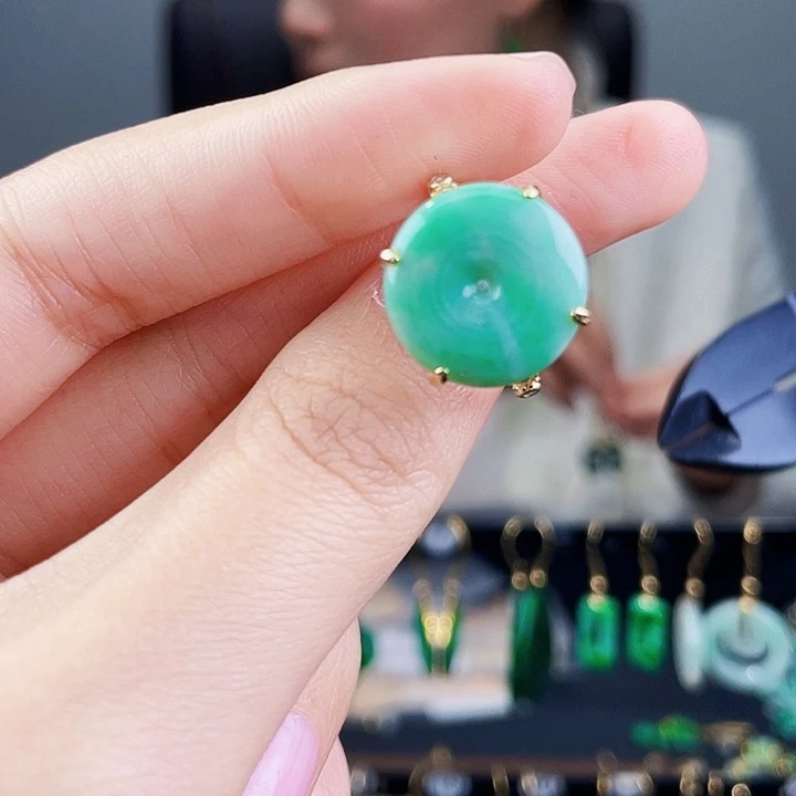 翡翠戒指银S925镶嵌饰品