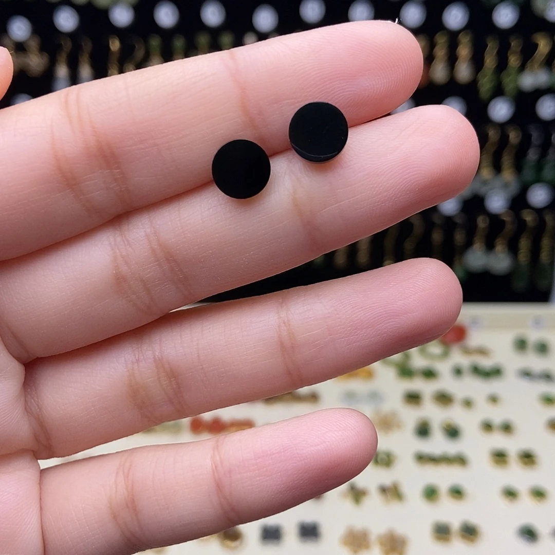 和田玉银S925镀金镶嵌耳饰