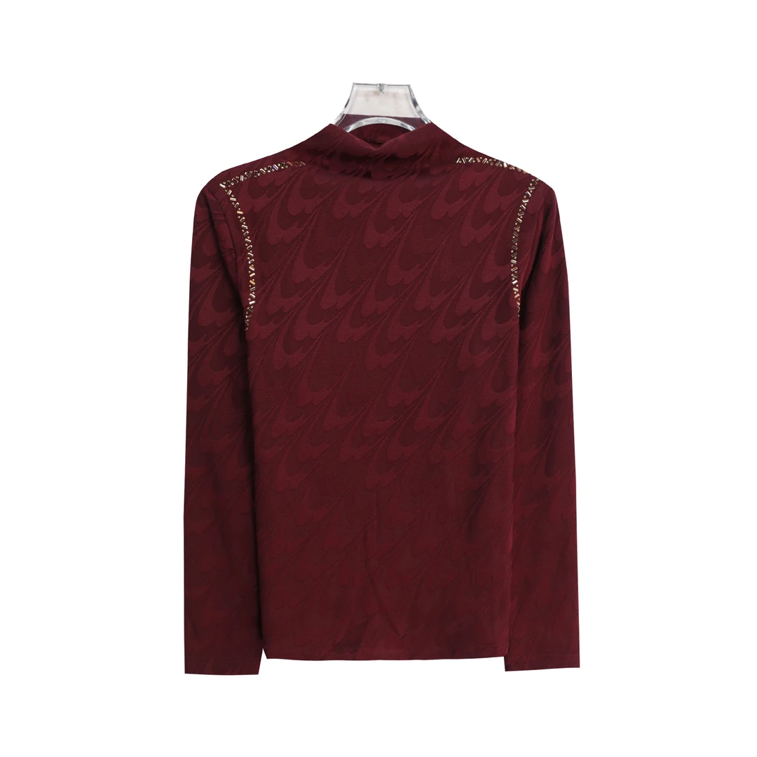 设计感立领钉珠长袖T恤上衣修身显瘦内搭打底衫S4950