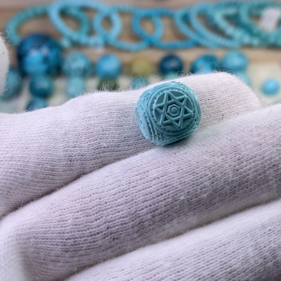 绿松石果冻料六方珠未镶嵌