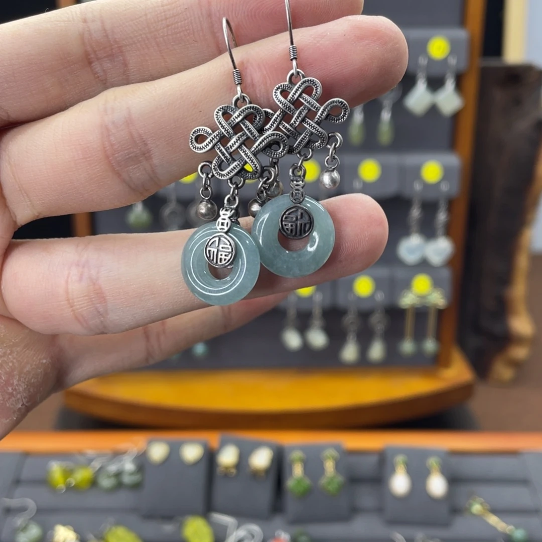 翡翠未镶嵌耳饰天然