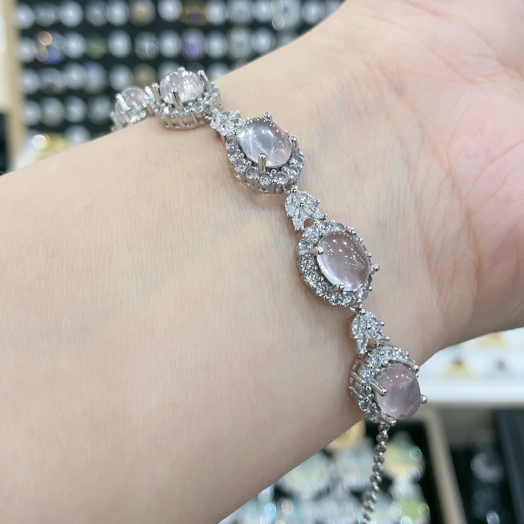 芙蓉石手链银S925镶嵌迟*