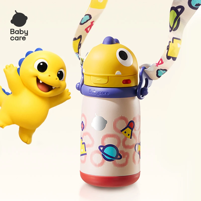 BBC儿童保温杯带吸管霸王龙婴幼儿保温杯直饮开盖宝宝学饮杯