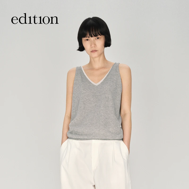 【E+轻生活系列】edition2025秋季新款两件套针织上衣#EBE3SWT003