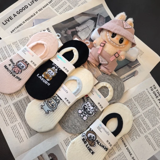 【夏季拉布布隐形袜】精梳棉卡通女款袜子永不掉跟透气舒适潮流百搭