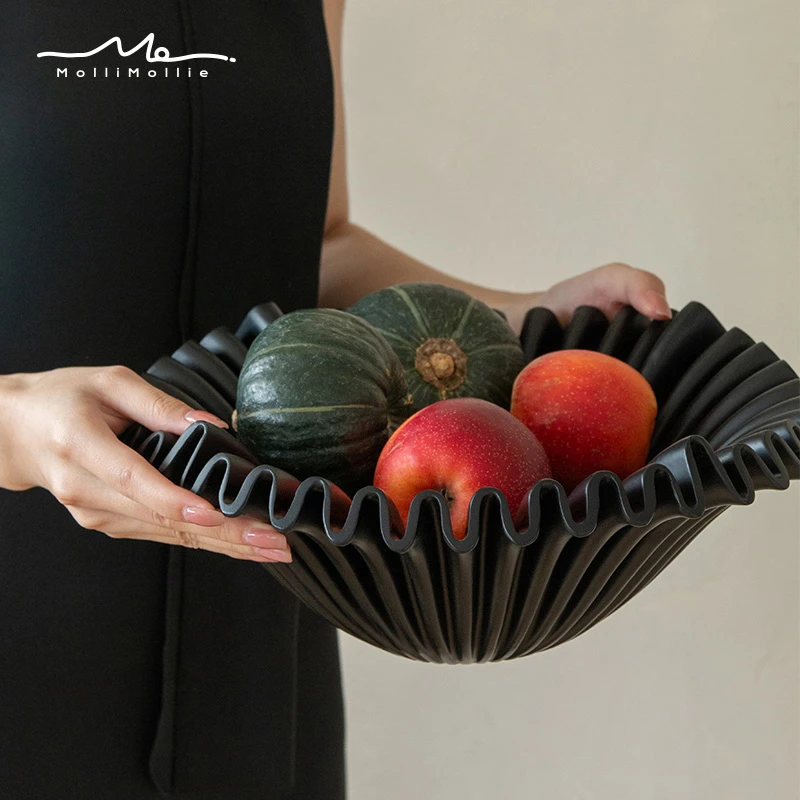 【波浪果盆】树脂水果盘家用客厅生活茶几餐桌收纳盘置物盘中古摆件