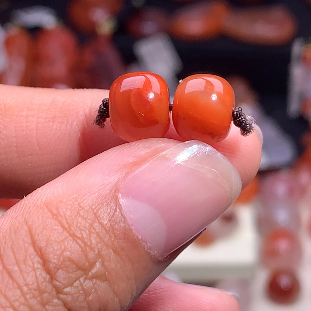 南红玛瑙未镶嵌珠宝半成品老型对珠