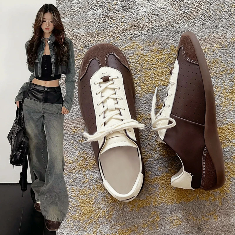 牛皮复古内芭蕾德训鞋软底女鞋2025年新款小众单鞋休闲运动鞋