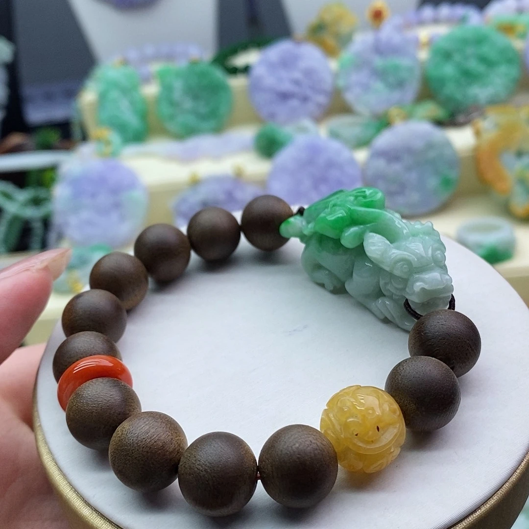 翡翠未镶嵌手串手牌