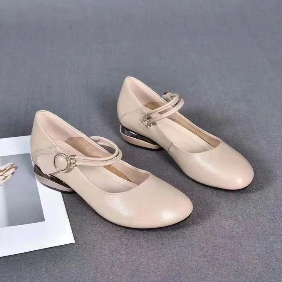 (断码撤柜）单鞋女夏天2025新款浅口低跟皮鞋软底妈妈平底鞋女春秋