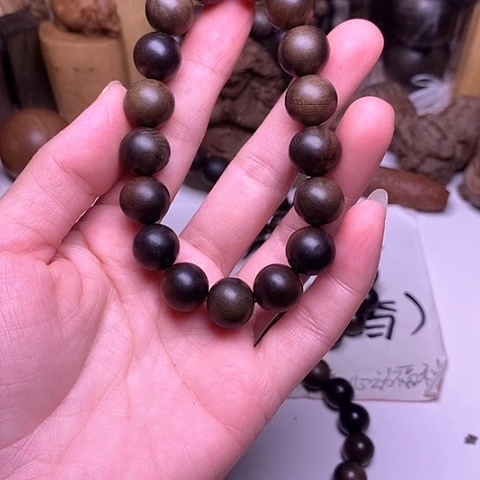 檀香木手串/手链檀香阴沉1.2/17满纹虎皮纹微瑕