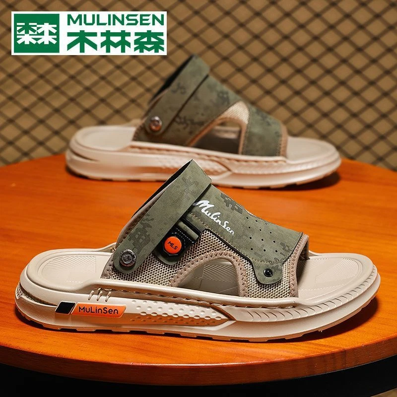木林森男款凉鞋2025防滑夏季外穿时尚休闲开车两用男士沙滩鞋拖鞋