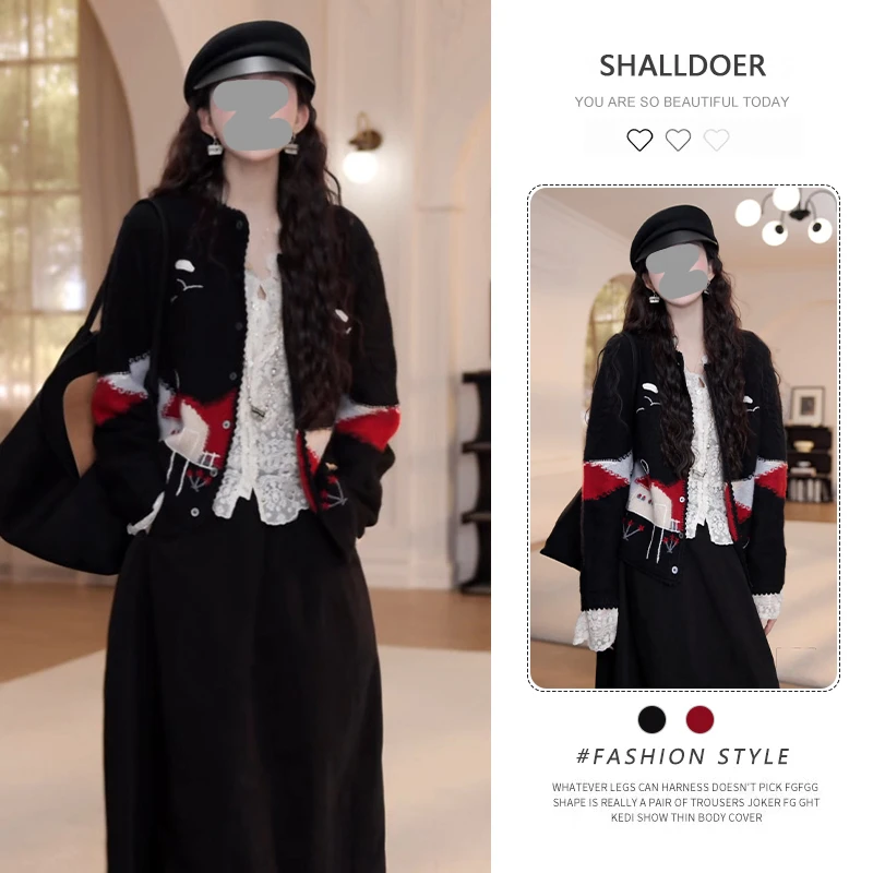 法式小香风撞色长袖针织外套女2025春秋新款气质宽松显瘦开衫上衣