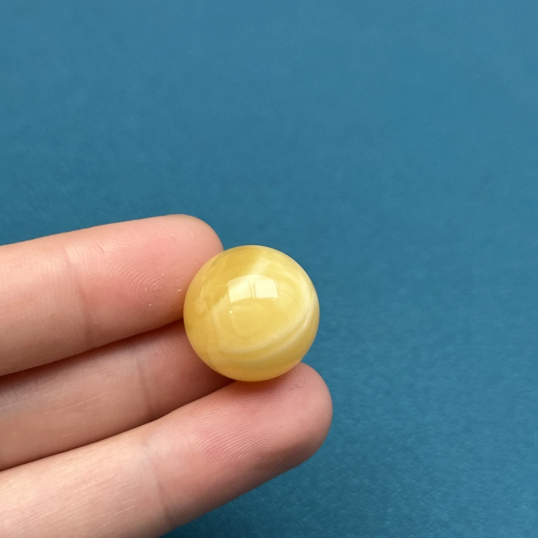 M5316天然原矿蜜蜡 鸡油黄 单珠 17.7mm抖音基地质检发货