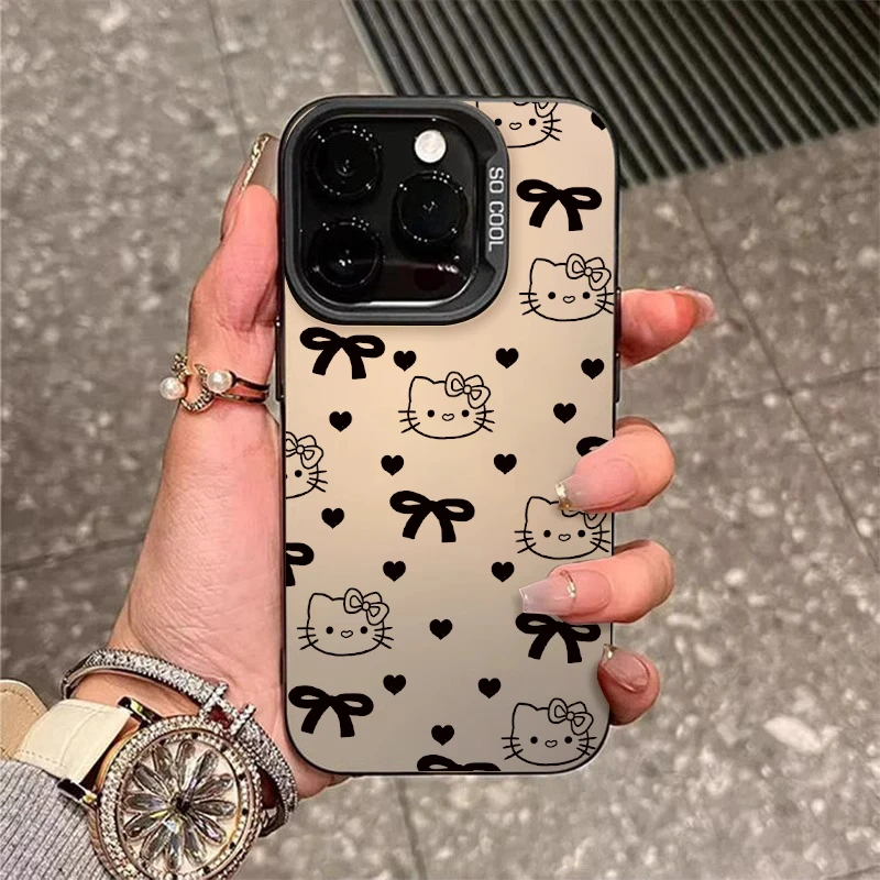 适用iPhone16promax手机壳苹果15彩银壳满屏KT猫14防摔保护套