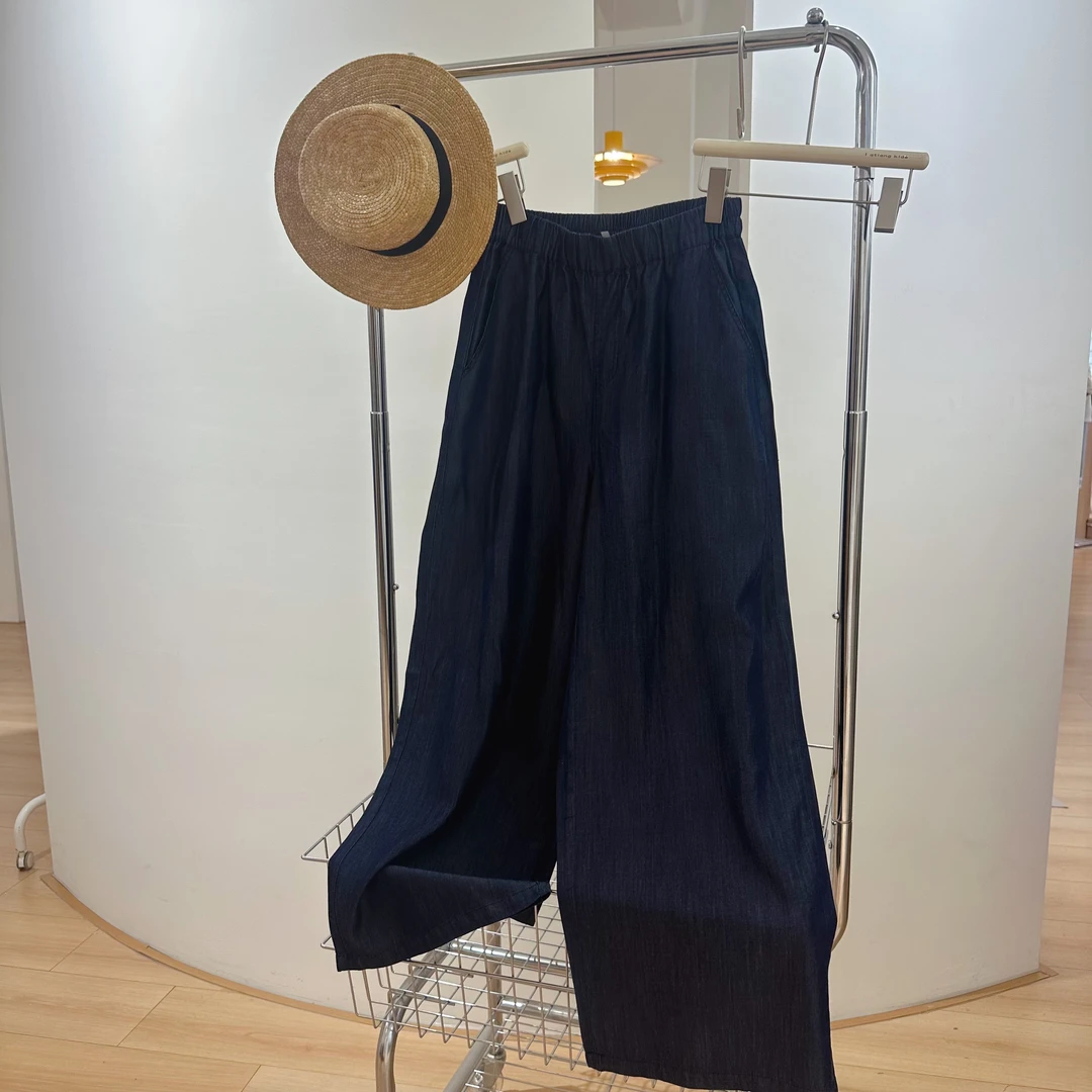 2025丘棠妈妈夏季新款休闲百搭莱赛尔阔腿牛仔裤253021