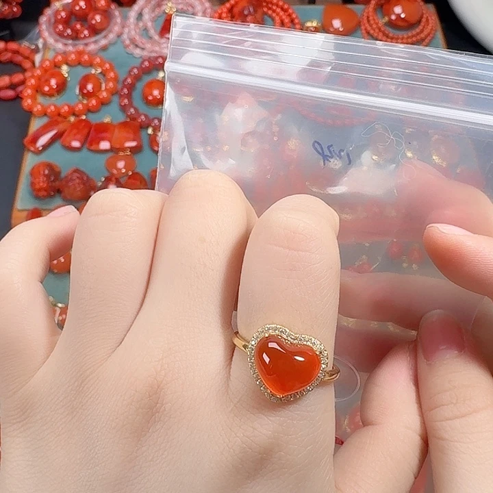 南红玛瑙银S925镶嵌耳饰