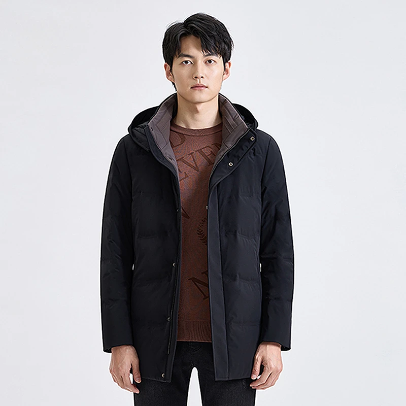 seven7/柒牌专柜鹅绒兔毛皮冬季男士商务休闲尼克服/727J72390